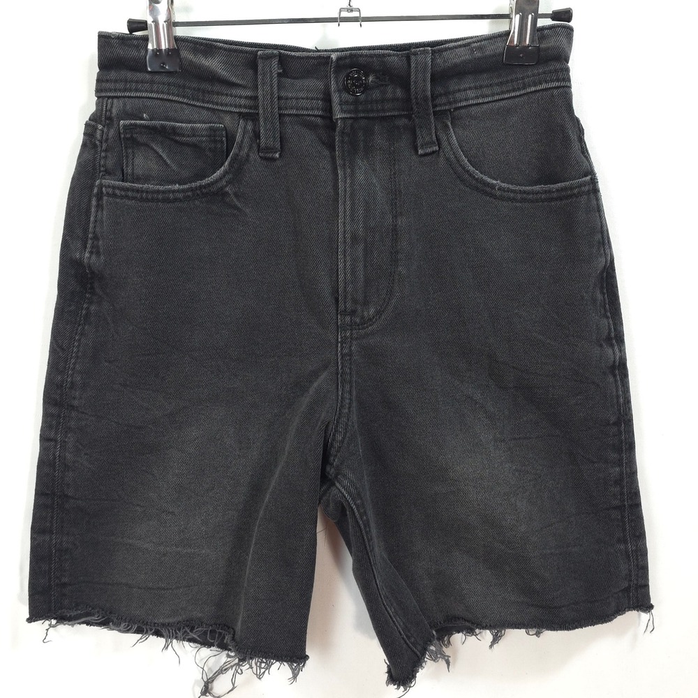 Hollister Denim Dad Bermuda Shorts Women 00 W23 Ultra High Rise Black Vtg Grunge